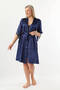 Women's Satin Lace Nightgown Dressing Gown Set Midi Long Sleeve V-Neck