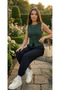 Belted High Waist Elastic Leg Sports Women's Baggy Trousers - 5