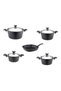 9 Piece Granite Set Steel Lid - Black - 7