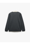 Long Sleeve Cotton Blended Color Contrast Basic Polo Neck Sweatshirt - 4