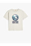 Crew Neck Short Sleeve Cotton Print Detail Oversize T-Shirt