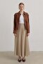 Pieced Modal Basic Flared Skirt Beige