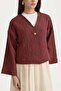 V-Neck Slim K Quilted P Cotton U Jacket Claret Red - 3