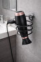 Black Metal Blow Dryer Holder |   Adhesive Wall Mounted Hair Dryer Hanger Organizer - 6