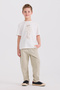 Boy's Printed Ecru T-Shirt
