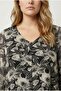 Plus Size Long Sleeve Pleated V-Neck Lycra Lined Viscose Tulle Blouse 303115 - 5