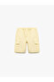Cotton Basic Parachute Shorts with Lace-Up Waist and Pocket Detail