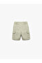 Cotton Basic Parachute Shorts with Lace-Up Waist and Pocket Detail - 2