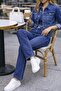 Women's Straight-Leg High-Waist Regular Fit Stretch Fabric Pants-C607-Blue - 4