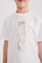 Boy's Printed Ecru T-Shirt - 2
