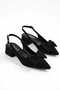 Women's Short Heeled Bowknot Pointed Toe Open Back Classic Heeled Shoes - 2