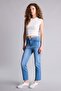 Crop Flare Fit Mid Waist Short Bell-Bottom Jean Trousers H1665Ax26Sm - 2