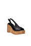 Black Cork Wedge Heeled Shoes - 3
