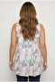 بلوزة كبيرة الحجم بدون أكمام ورقبة على شكل حرف V وطبعة زهور 304188 - 6