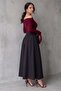 Black Elastic Waist Midi Length Women's Skirt Mg2616 - 2