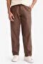 100% Cotton Regular Fit Linen-Look Straight-Leg Summer Jogger Pants with Pockets B4138Ax26Sp - 2