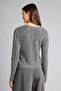 Regular Fit Crew Neck Sequin Detailed Openwork Basic Cardigan H3795Ax26Sp - 5