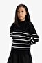 Crew Neck Striped Knitwear Sweater Girls Z0194A625Au - 5