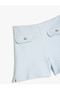 Cotton Pocket Detailed Tweed Shorts with Elastic Waist - 4