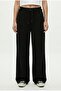 Women's Henri Modal Touch Kordon Belt Li Pleated Pocketed Black Sweatpants
