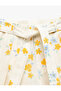 Cotton Floral Print Belt Detailed Wide Leg Trousers - 7