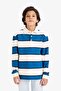 100% Cotton Color Block Striped Polo Collar Long Sleeve T-Shirt for Boys G0516A826Sp - 3