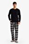 Pajama Set Regular Fit Long Sleeve Top Flannel Checkered Long Bottom F5202Ax25Wn