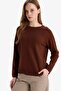 Wool Blend Regular Fit Crew Neck Knitwear Tunic G5867Ax25Wn - 3