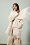 Warm Wool Blend Detachable Scarf Relax Fit Buttoned Cashmere Coat F5573Ax25Wn - 4