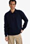 Boxy Fit Polo Neck Half Zip Pique Sweatshirt G6471Ax25Wn - 3