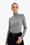 Slim Fit Half Turtleneck Ribbed Long Sleeve T-Shirt G6608Ax25Wn - 3