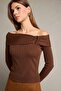 Open Shoulder Buckle Detailed Long Sleeve Blouse G3335Ax25Au