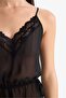 Regular Fit V Neck Chiffon Suspender Jumpsuit Nightdress G1542Ax25Wn - 4