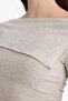 Fitted Open Shoulder Corded Fabric Ribbed Knit Long Sleeve T-Shirt G7374Ax25Cw - 4