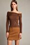 Open Shoulder Buckle Detailed Long Sleeve Blouse G3335Ax25Au - 3