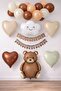 Half-Year Retro Birthday Set; Teddy Bear Foil, Banner, Heart Foil and Latex Balloon