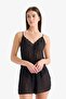 Regular Fit V Neck Chiffon Suspender Jumpsuit Nightdress G1542Ax25Wn