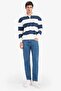 Boxy Fit High Neck Half Zipper Striped Sweatshirt C7045Ax25Au - 2