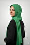Women's Hijab Practical Combed Cotton Shawl with Sponge Front Ready-Made Snap-On Benetto Green Color Scarf - 8