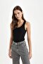 Slim Fit U-Neck Basic Rib Knit Undershirt C9826Axns
