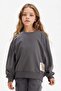 Girl's Oversized Wide Fit Crew Neck Back Printed Sweatshirt G3405A825Wn - 3