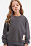 Girl's Oversized Wide Fit Crew Neck Back Printed Sweatshirt G3405A825Wn - 4