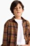 Warm 100% Cotton Oversize Wide Fit Polo Collar Checkered Flannel Long Sleeve Shirt for Boys G3 - 4