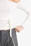 Fitted One Shoulder Tie Detail Long Sleeve Blouse G3669Ax25Wn - 4