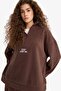 Oversize Wide Fit Stand Collar Zippered Printed Fleece Sweatshirt Y2649Az25Wn