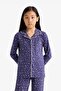 100% Cotton Relax Fit Patterned Elastic Waist Pajama Set for Girls F7285A825AU - 3