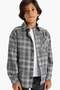 Overshirt Fit Polo Collar Checked Flannel Long Sleeve Shirt Boys G1970A825Au - 6