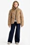 Water Repellent Fleece Lined Zippered Inflatable Coat Girl Child C5391A825Au - 2