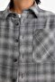 Overshirt Fit Polo Collar Checked Flannel Long Sleeve Shirt Boys G1970A825Au - 7