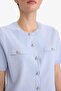 Regular Fit Crew Neck Buttoned Short Sleeve Knitwear Cardigan G0698Ax25Au - 5